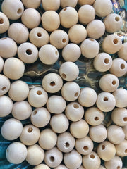 Medium raw Wood beads, 11mm beads, wood beads, circular beads, round wood beads, bead garland beads, rustic wood jewelry