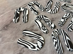 Black & White Animal Print U shaped Acrylic Blanks Cutout, earring pendant jewelry making, 40mm jewelry blanks, 1 Hole blanks zebra print