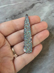 Rainbow Glitter acrylic Beads, Black geometric shape acrylic 55mm Long Earring or Necklace pendant bead 1 one hole jewelry
