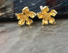 18mm Gold Flower post earring blanks, gold drop earring, gold stud earring, gold jewelry, gold dangle DIY earring making Statement