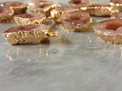 Brown oval Druzy Beads with 1 Hole, Faux Druzy Pendant Beads, gold druzy, druzy bracelet bangle bracelet jewelry rough cut agate charm