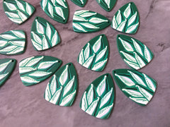 3D Printed Leaf Beads, green palm cutout acrylic 41mm Earring Necklace pendant bead, one hole at top DIY blanks, Statement clay earrings