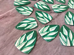 3D Printed Leaf Beads, green palm cutout acrylic 41mm Earring Necklace pendant bead, one hole at top DIY blanks, Statement clay earrings