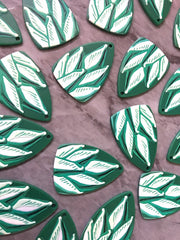 3D Printed Leaf Beads, green palm cutout acrylic 41mm Earring Necklace pendant bead, one hole at top DIY blanks, Statement clay earrings