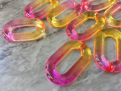 Pink & Yellow LINKING ombré chain jewelry, chunky necklace bracelet, lucite resin chain links, acetate mask making plastic connector beads