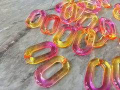 Pink & Yellow LINKING ombré chain jewelry, chunky necklace bracelet, lucite resin chain links, acetate mask making plastic connector beads