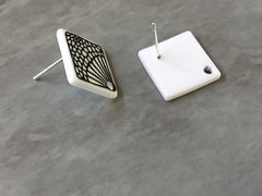 3D Printed Window Beads, Black & White cutout acrylic 40mm Earring Necklace pendant bead, one hole at top DIY blanks