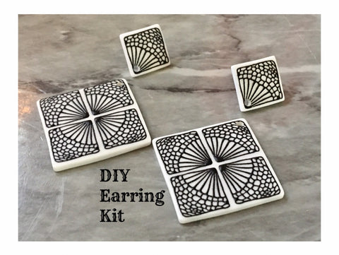 3D Printed Window Beads, Black & White cutout acrylic 40mm Earring Necklace pendant bead, one hole at top DIY blanks