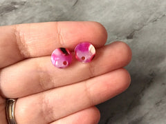 Yellow pink & red mosaic 10mm confetti circle post earring blanks, drop earring stud earring, jewelry dangle DIY earring making