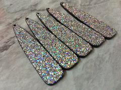 Rainbow Glitter acrylic Beads, Black geometric shape acrylic 55mm Long Earring or Necklace pendant bead 1 one hole jewelry