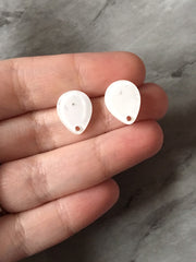 White Crinkle 15mm hologram teardrop post earring circle blanks, drop earring stud earring, jewelry dangle DIY earring making