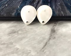 White Crinkle 15mm hologram teardrop post earring circle blanks, drop earring stud earring, jewelry dangle DIY earring making