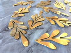 18 Karat Gold Plated Large flower pendants, brass leaves flutter, Statement earring bottom jewelry long necklace bead floral