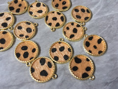Leopard Print Faux Fur Round Blanks Cutout, earring pendant jewelry making, 25mm jewelry, 1 Hole earring blanks, animal print