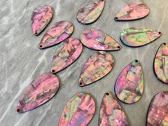 Abalone Shell Pink teardrop Acrylic Blanks Cutout, earring pendant jewelry making, 35mm jewelry, 1 Hole earring blanks, geode agate