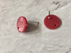 Cranberry red 13mm confetti circle post earring blanks, drop earring stud earring, jewelry dangle DIY earring making maroon red