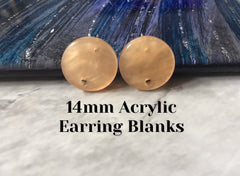 Champagne Tan 14mm confetti circle post earring blanks, drop earring stud earring, jewelry dangle DIY earring making shiny