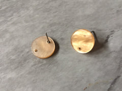 Champagne Tan 14mm confetti circle post earring blanks, drop earring stud earring, jewelry dangle DIY earring making shiny