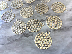 Silver Laser Cut 24mm silver Metal Tassel Necklace Pendant, earring Filigree, silver jewelry, long tassel necklace honeycomb beehive