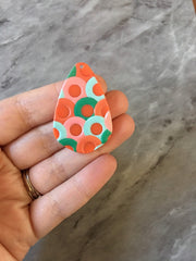 3D Printed colorful teardrop Beads, rainbow cutout acrylic 42mm Earring Necklace pendant bead, one hole at top DIY blanks burnt orange