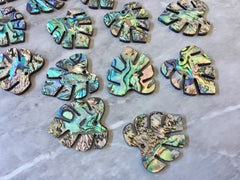 Abalone Shell Green Monstera Acrylic Blanks Cutout, earring pendant jewelry making, 30mm jewelry, Palm leaves blanks, geode agate