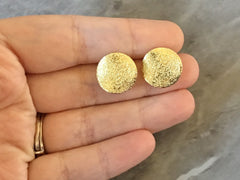 15mm Hammered Gold post earring blanks, gold drop earring, gold stud earring, gold jewelry, gold dangle DIY earring making round