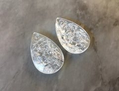 Ice Clear Circular Acrylic Beads 27mm Beads, teardrop beads, Dinosaur Egg crackle beads, clear resin pendants for earrings