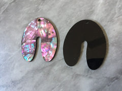 Abalone Shell Pink U shape rainbow Acrylic Blanks Cutout, earring pendant jewelry making, 39mm jewelry, 1 Hole blanks, geode agate