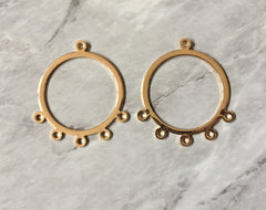 Shiny Gold 5 hole Circles for earrings, gold circle blanks, DIY gold earring jewelry geometric gold earrings, boho long tassel necklace