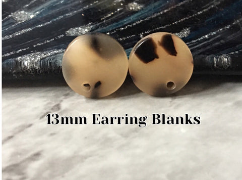 13mm blonde tortoise post earring blanks drop earring, stud earring jewelry dangle DIY earring making round resin, brown tan earrings
