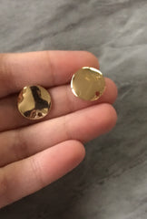 Gold mirror 15mm post earring circle blanks, gold drop earring, gold stud earring, gold jewelry, gold dangle DIY earring making metallic