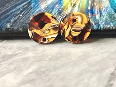 Red + yellow mosaic Clear 15mm confetti circle post earring circle blanks, drop earring stud earring, jewelry dangle DIY earring making