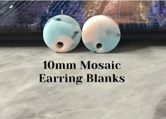 Cotton Candy pink & blue mosaic 10mm confetti circle post earring blanks, drop earring stud earring, jewelry dangle DIY earring making