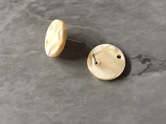 Tan & Cream mosaic Clear 15mm confetti circle post earring circle blanks, drop earring stud earring, jewelry dangle DIY earring making