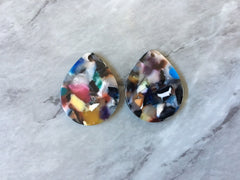 Teardrop Stormy Rainbow Mosaic Resin Beads, acrylic 29mm Earring Necklace pendant bead, one hole at top, pride unicorn jewelry acrylic DIY
