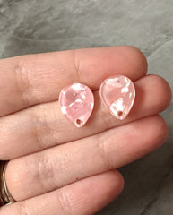 Blush Pink Crinkle 15mm hologram teardrop post earring circle blanks, drop earring stud earring, jewelry dangle DIY earring making