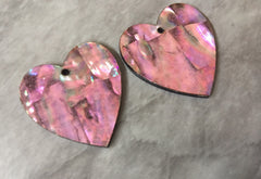 Abalone Shell Heart Pink Acrylic Blanks Cutout, earring pendant jewelry making, 30mm jewelry, 1 Hole earring blanks, geode agate