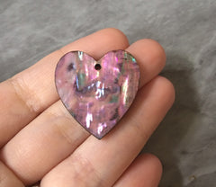 Abalone Shell Heart Pink Acrylic Blanks Cutout, earring pendant jewelry making, 30mm jewelry, 1 Hole earring blanks, geode agate
