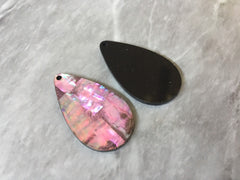 Abalone Shell Pink teardrop Acrylic Blanks Cutout, earring pendant jewelry making, 35mm jewelry, 1 Hole earring blanks, geode agate