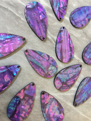 Abalone Shell Purple teardrop Acrylic Blanks Cutout, earring pendant jewelry making, 35mm jewelry, 1 Hole earring blanks, geode agate