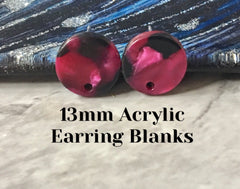 Cranberry mosaic 13mm confetti circle post earring blanks, drop earring stud earring, jewelry dangle DIY earring making pink magenta
