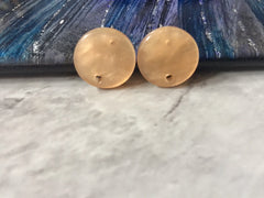 Champagne Tan 14mm confetti circle post earring blanks, drop earring stud earring, jewelry dangle DIY earring making shiny