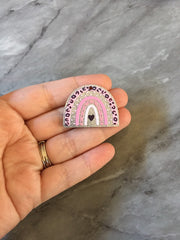 XL Pink Silver Leopard Print Rainbow Acrylic Blanks Cutout, earring jewelry making, drop earring blanks, 35mm animal print U shape half moon