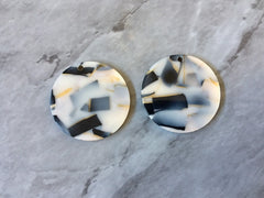 Black Mosaic Tortoise Shell Acrylic Blanks Cutout, Circle blanks, earring bead jewelry making, 28mm jewelry 1 Hole circle granite bangle