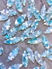 Blue Mosaic Feather Beads, geometric shape acrylic 26mm Long Earring or Necklace pendant bead 1 one hole top teardrop long drop earrings