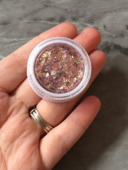 SALE Coral Holographic Glitter Container, Tin Foil paper jewelry diy crystal earring, 40mm plastic screw top container, blush resin making