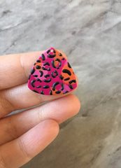 3D Printed colorful leopard print Beads, rainbow cutout acrylic 24mm Earring Necklace pendant bead, one hole at top DIY blanks animal print
