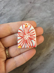3D Printed colorful sunburst Beads, rainbow cutout acrylic 36mm Earring Necklace pendant bead, one hole at top DIY blanks white red cream