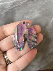 Abalone Shell Pink & Green U shape rainbow Acrylic Blanks Cutout, earring pendant jewelry making, 39mm jewelry, 1 Hole blanks, geode agate