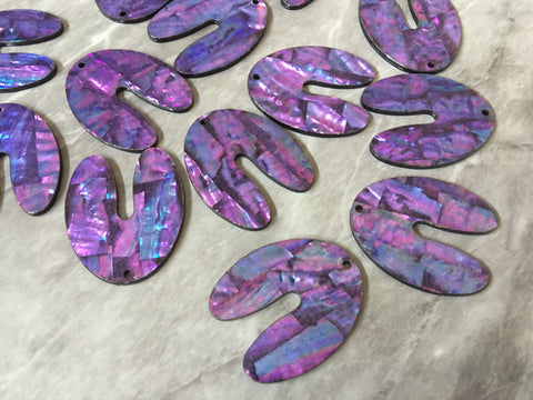 Abalone Shell Purple U shape rainbow Acrylic Blanks Cutout, earring pendant jewelry making, 39mm jewelry, 1 Hole blanks, geode agate